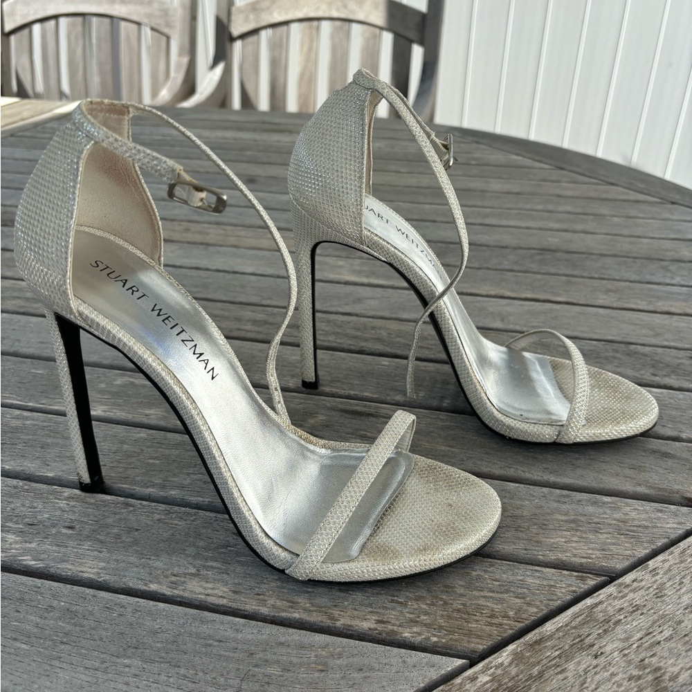 Stuart Weitzman NUDIST sandals, size 9, silver